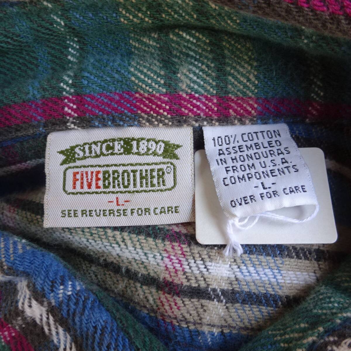 90s FIVE BROTHER ファイブ ブラザー ネルシャツ USA製 L サイズ 90s FIVE BROTHER ファイブ ブラザー ネルシャツ USA製 L サイズ