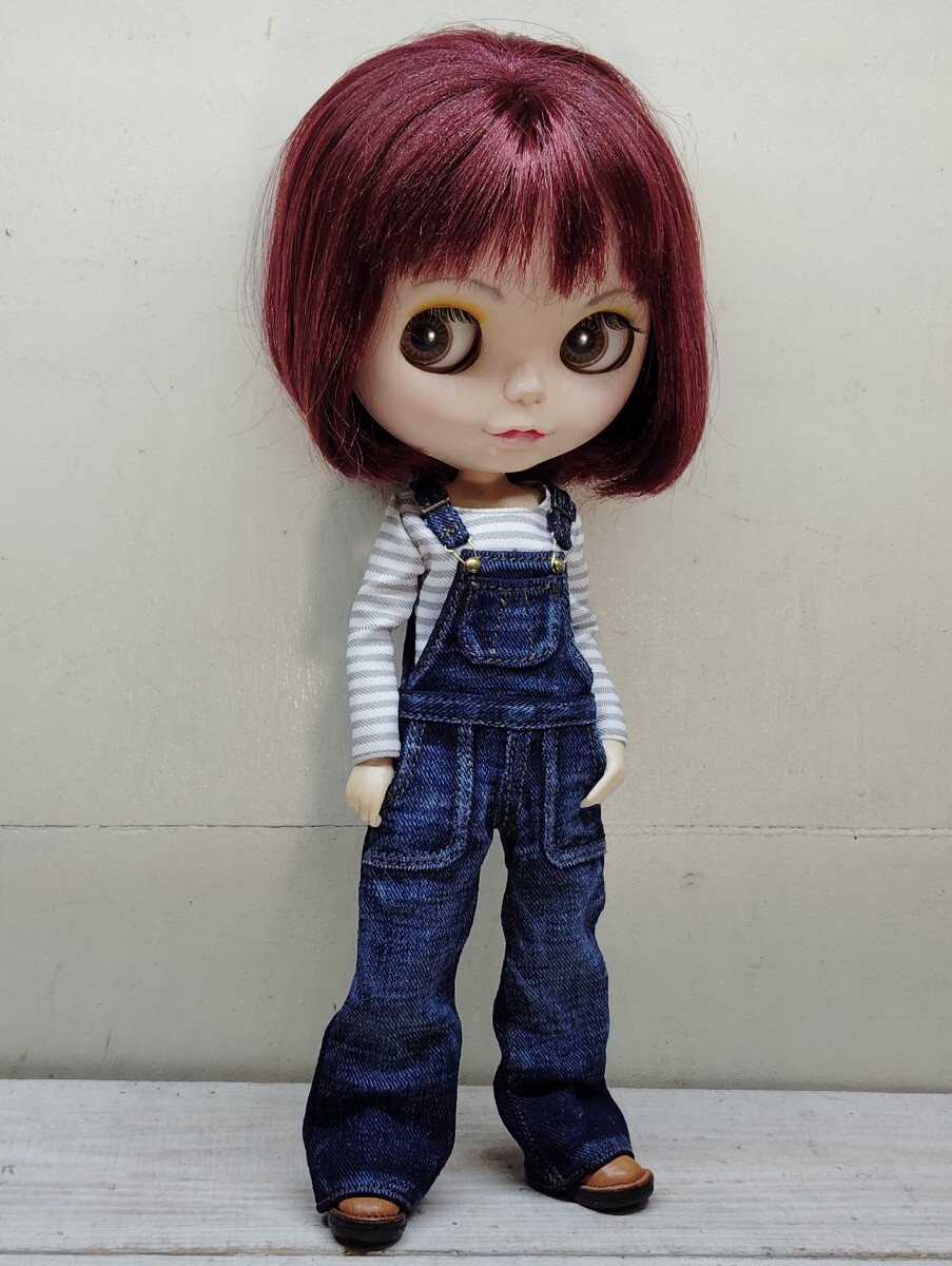 デニムオーバーオールUSED加工２５１　ネオブライス　リカちゃん　オビツ　ピュアニーモ　ハンドメイド　アウトフィット　Blythe outfit