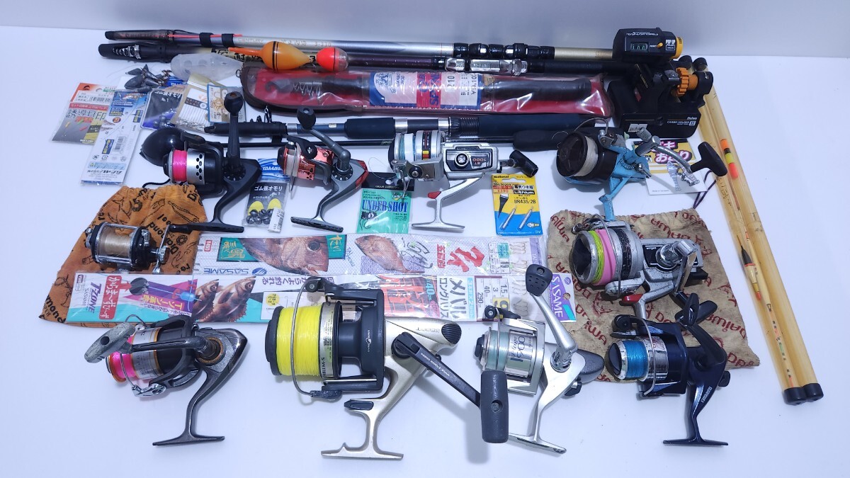 大量 釣り竿 まとめて セットリール ダイワSHIMANO RYOBI他 ベイト/スピニング 釣り具，他 (T-17)