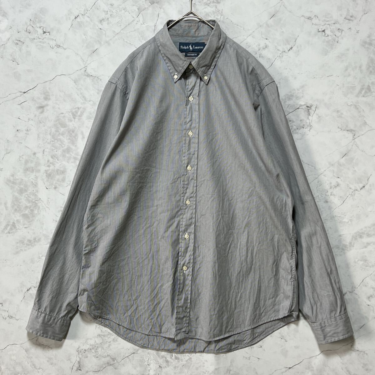 RALPH LAUREN ラルフ ローレン ボタンダウン 長袖シャツ　ヘアラインストライプ　カスタムフィット　サイズ16 1/2