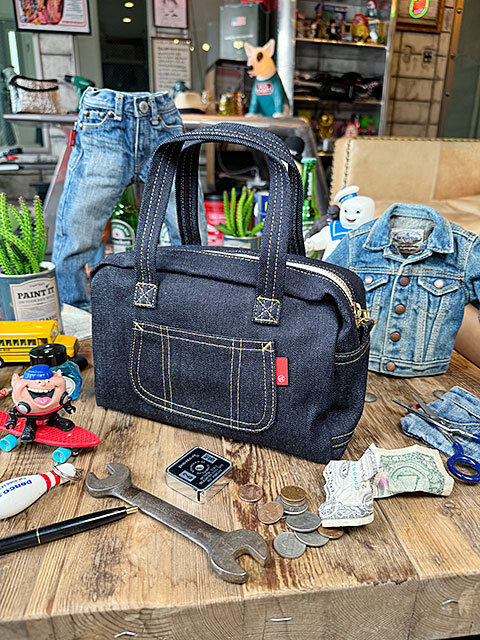 アライヤン　デニム　ミニ　ボストンバッグ　（インディゴ）　岡山産デニム　MADE IN JAPAN ■ アメリカン雑貨 アメリカ雑貨