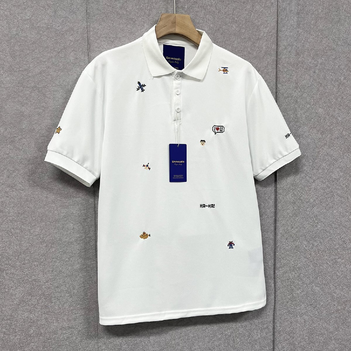  popular * polo-shirt regular price 2 ten thousand *Emmauela* Italy * milano departure * on goods ventilation dressing up embroidery playing heart short sleeves pull over Golf casual 2XL/52