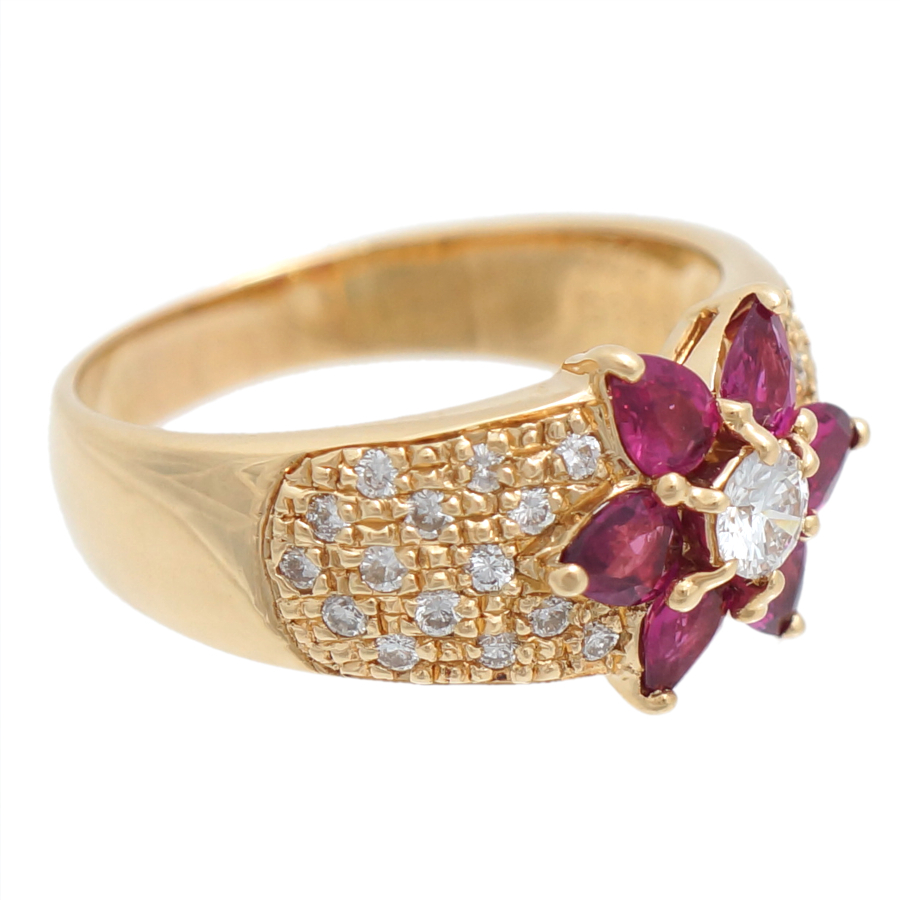 新品同様 K18 リング ダイヤモンド0.17ct 0.29ct ルビー0.95ct 15號(hào) 6.8g