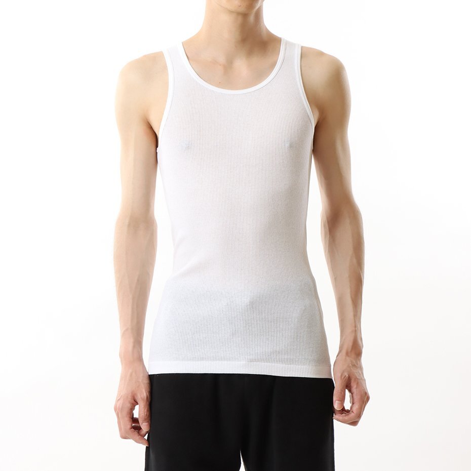 Hanes ヘインズ 無地 2枚組 リブ タイト タンクトップ Aシャツ 白 L HM2-K701 メンズ 人気 おすすめ