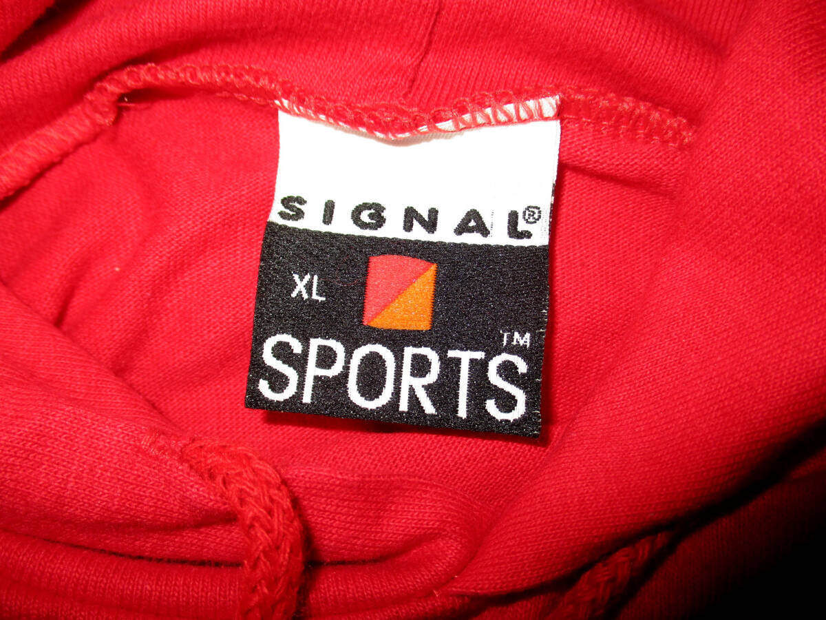 USA製 90s☆ signal sports 　パーカー　カットソー　One O Fuckin One　刺繍 　サイズ　XL　　ビンテージ　　（３E　ケ↓