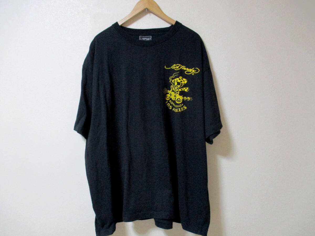 Ed Hardy 　エドハーディー　　プリント　刺繍　Tシャツ　黒　　サイズ６L　　　（３E　ケ