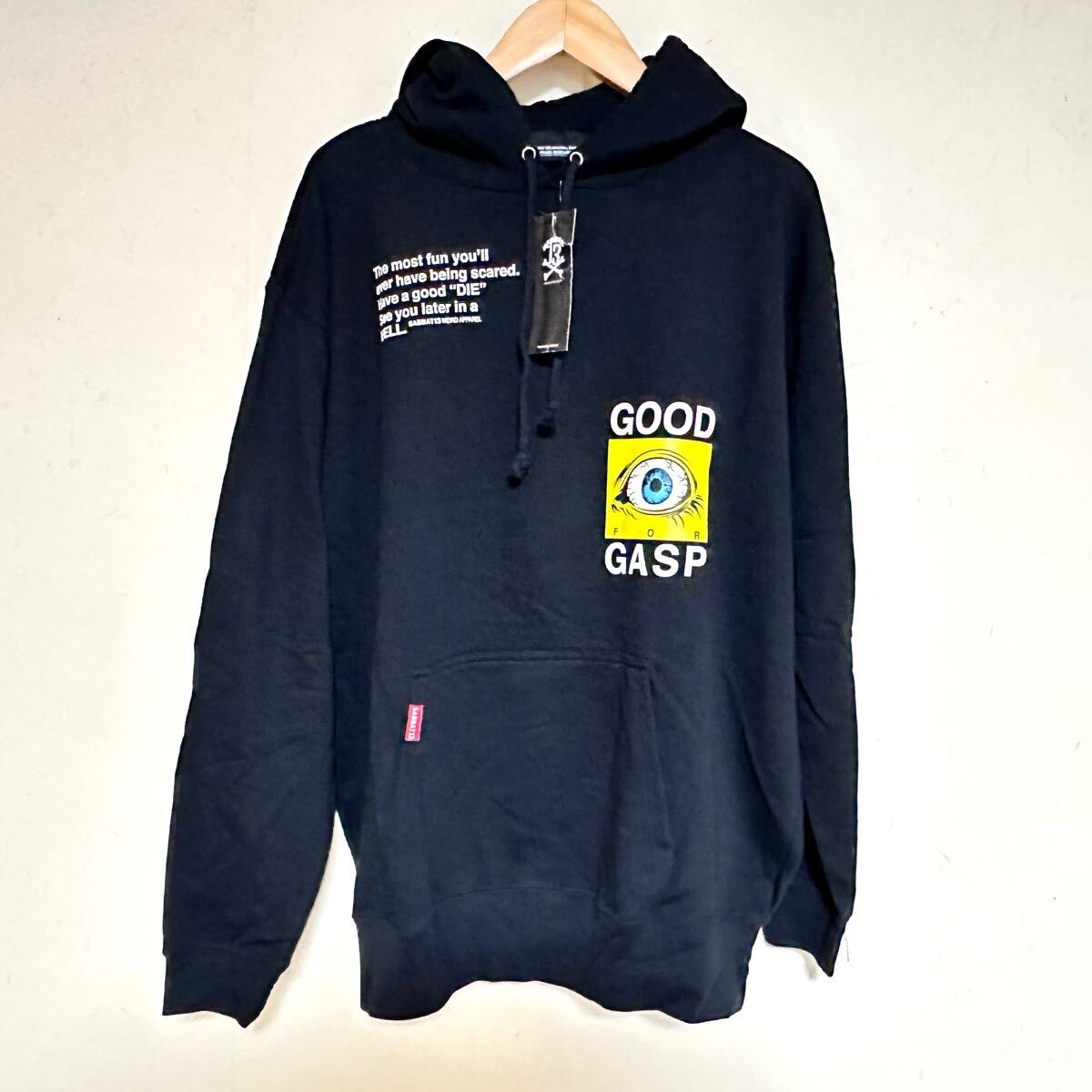 6-26 未使用 SABBAT13 サバト サーティーン G.F.G スウェット プルオーバー パーカー SBT-PK-030 ブラック 黒 L パンク ロック バンド_画像1