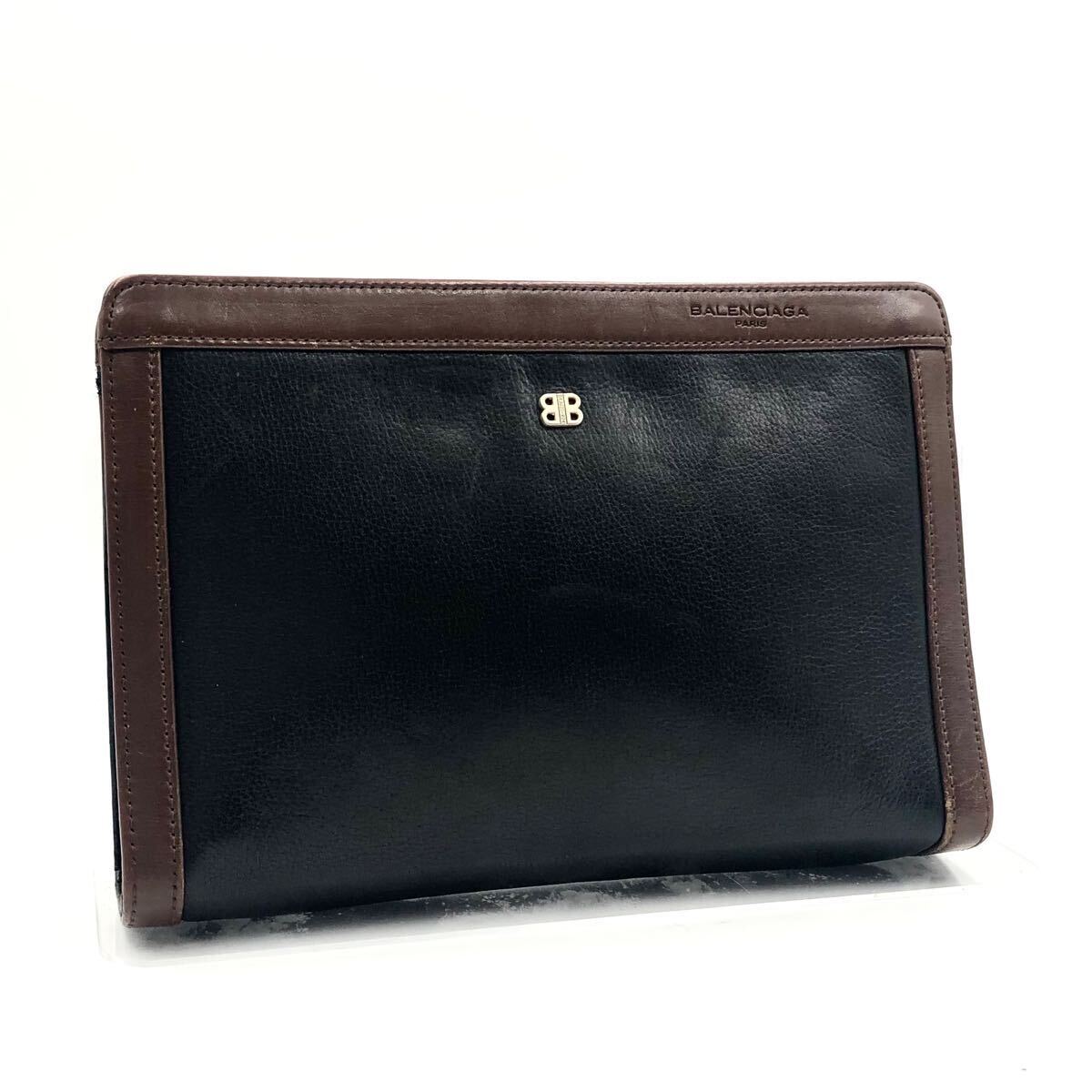 美品】BALENCIAGA バレンシアガ クラッチバッグ てりゃ 本革 美品】BALENCIAGA バレンシアガ クラッチバッグ てりゃ 本革