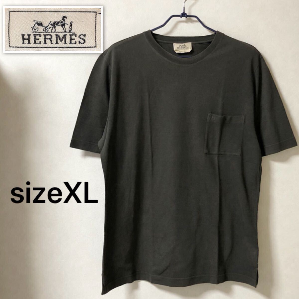 希少ビッグサイズ HERMES エルメス Tシャツ 胸ポケット ワン 希少ビッグサイズ HERMES エルメス Tシャツ 胸ポケット ワン