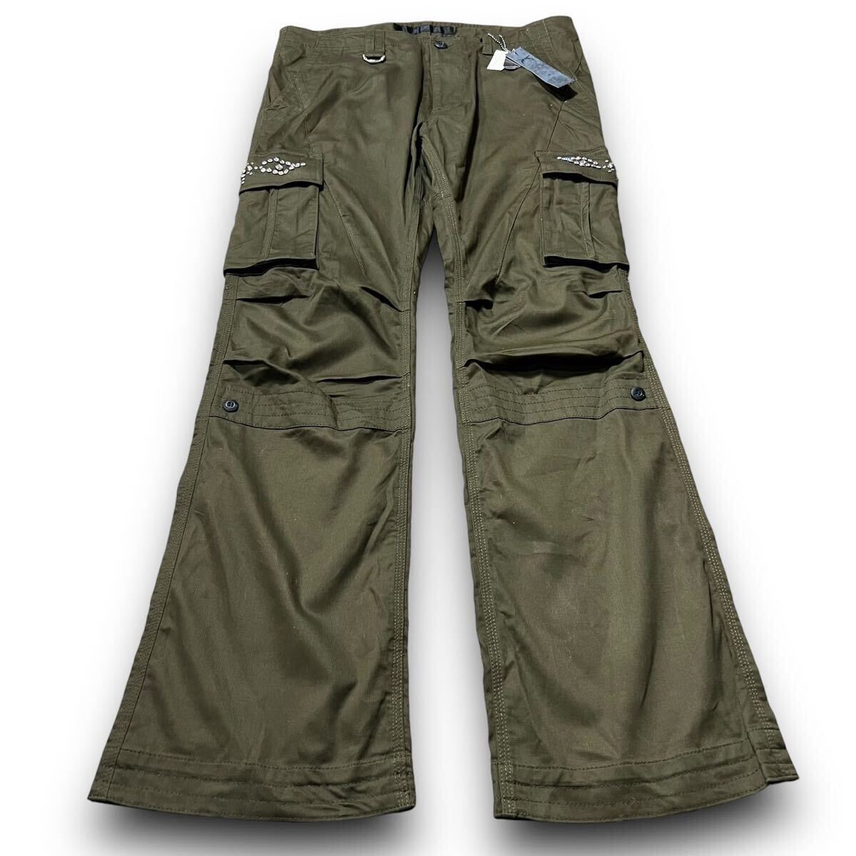 Rare 00s Japanese label roar swarovski flare cargo pants archive collection roen LGB goa ifsixwasnine 14th Addiction KMRii 未使用