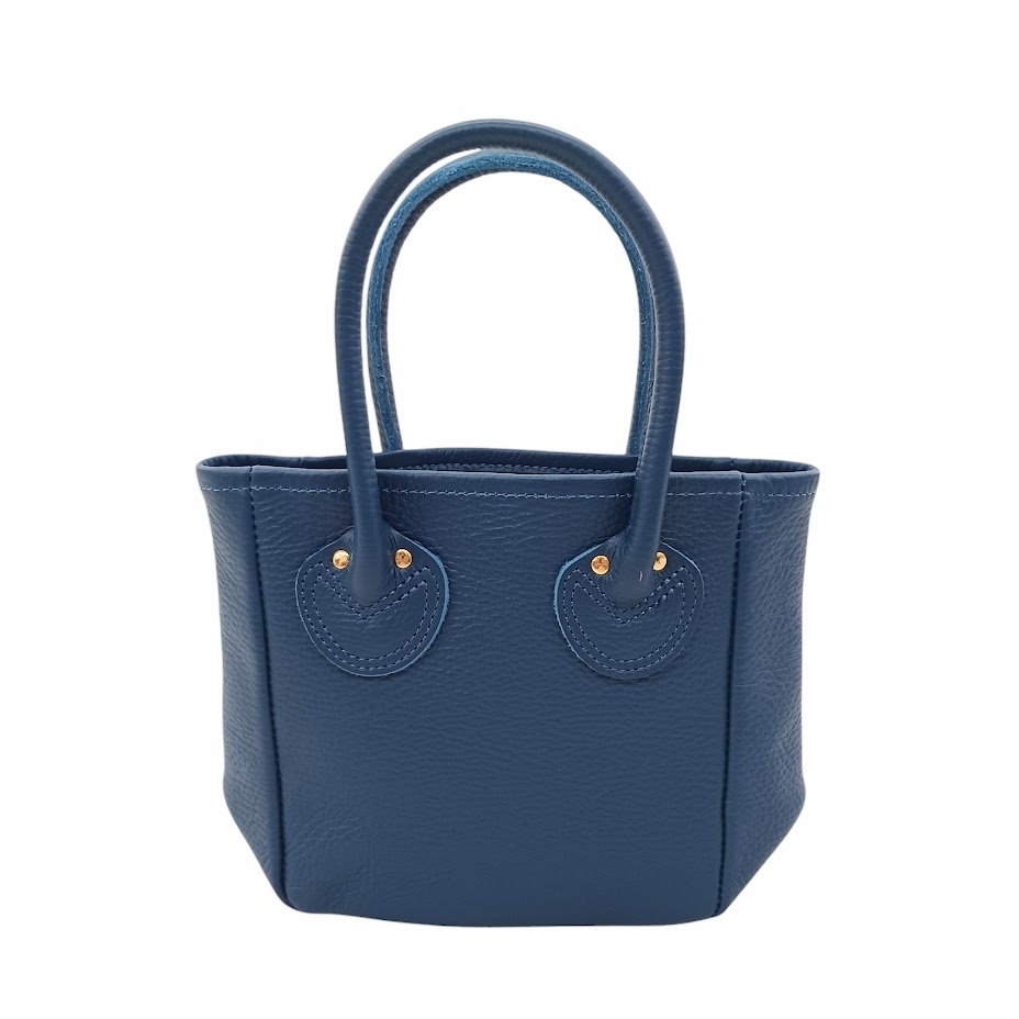 65 прекрасный товар YOUNG&OLSEN Young and orusenEMBOSSED LEATHER TOTE XS кожа Mini большая сумка темно-синий оттенок голубого 