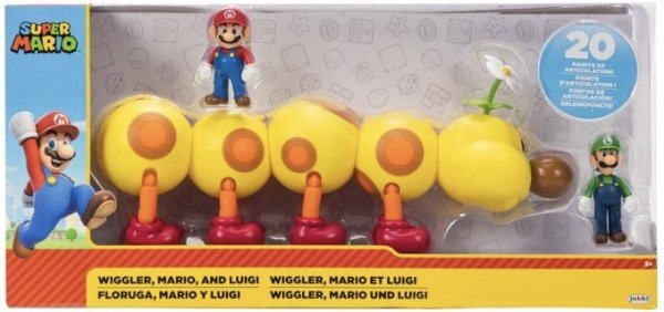 任天堂 スーパーマリオ ハナチャン マリオ ルイージ フィギュア プレイセット Nintendo SUPER MARIO WIGGLER, MARIO AND LUIGI
