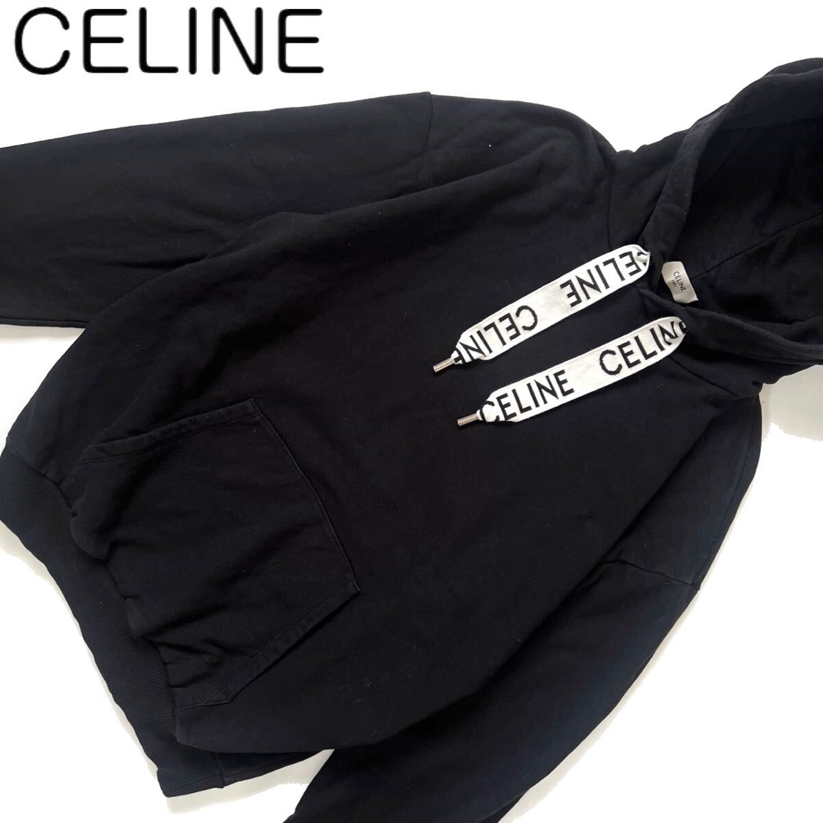 celine セリーヌ ルーズフーディ パーカー メンズ ブラック 黒 celine セリーヌ ルーズフーディ パーカー メンズ ブラック 黒