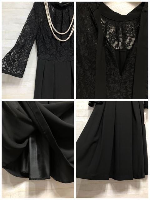 新品☆S黒系♪後ろリボンレース切替ワンピースドレス♪結婚式 新品☆S黒系♪後ろリボンレース切替ワンピースドレス♪結婚式