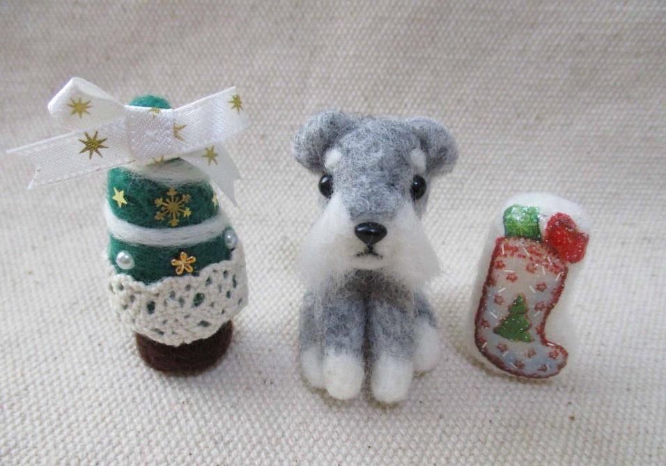 クリスマス⭐ミニオブジェ   ミニチュアシュナウザー クリスマス⭐ミニオブジェ ミニチュアシュナウザー