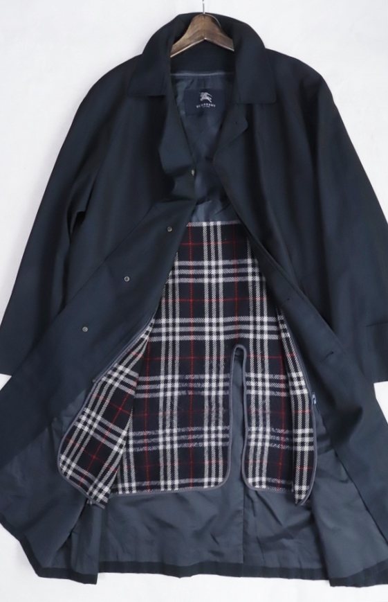 BURBERRY LONDON ステンカラーコートメンズノバチェックネイビー