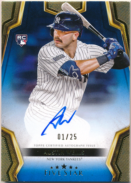Austin Wells MLB 2024 Topps Five Star RC Rookie Blue Signature Auto 01/25 ルーキーオート オースティン・ウェルズ ファーストナンバー