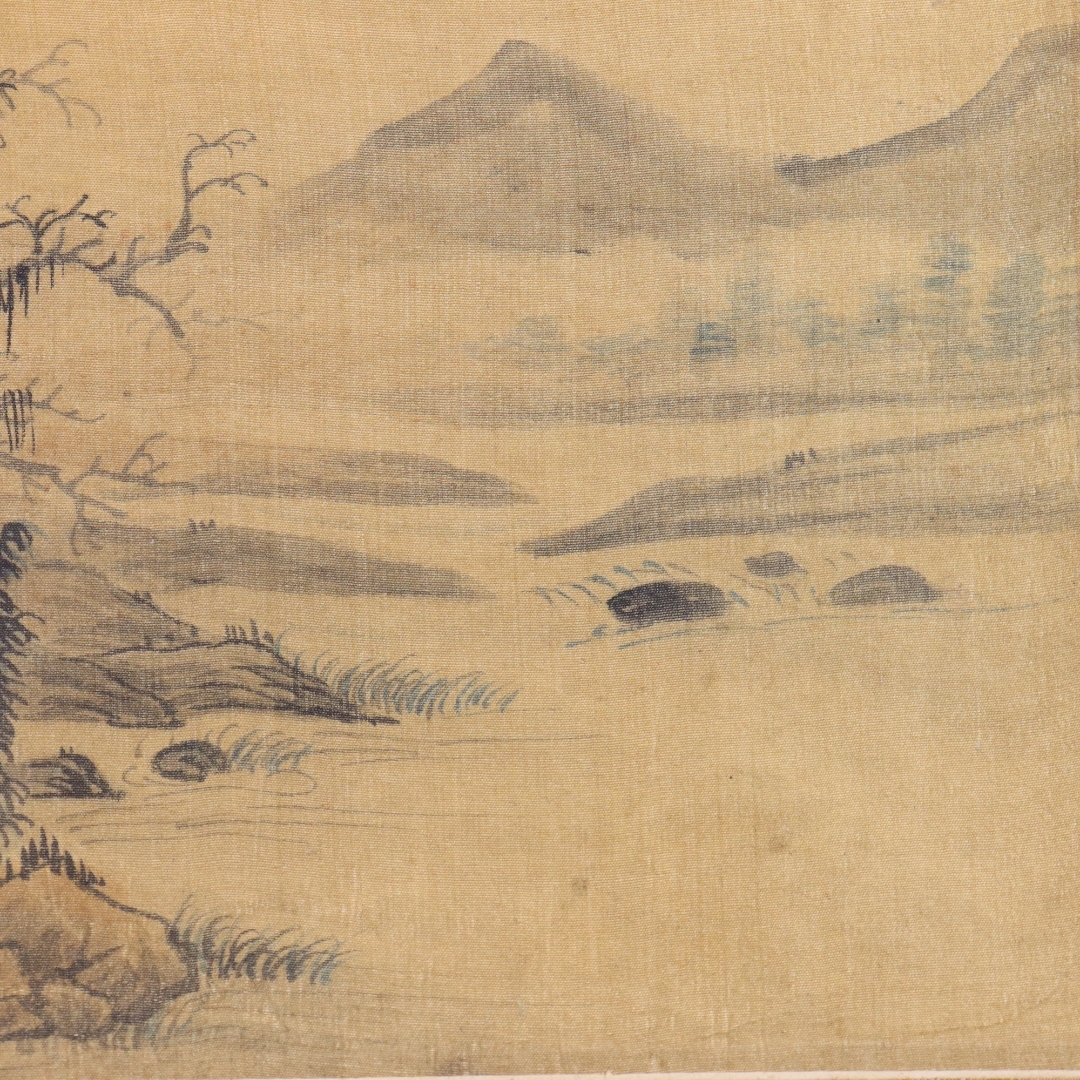 中国書画 小品 中国 近現代 佚名書 『山水』 絹本書道 レンズ 中国書画 小品 中国 近現代 佚名書 『山水』 絹本書道 レンズ