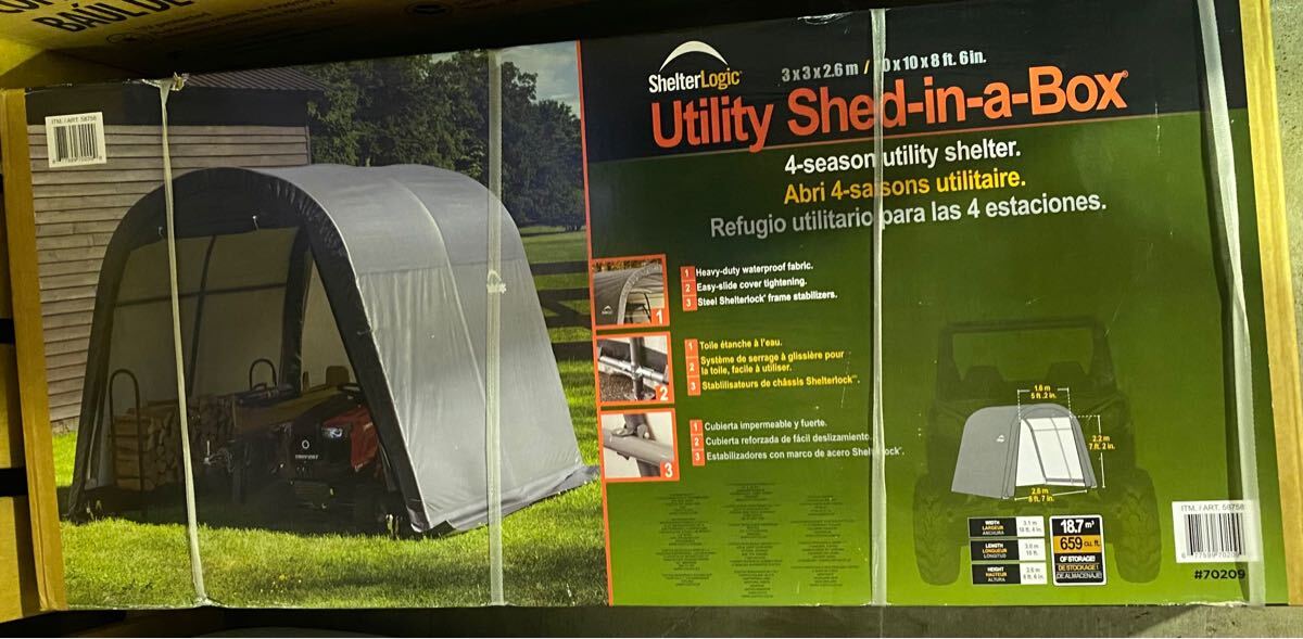ShelterLogic シェルターロジック 屋外 収納 物　3x3x2.6m 防水 ガーデニング 収納 ガレージ 物置き 屋根 車庫 自転車　駐輪