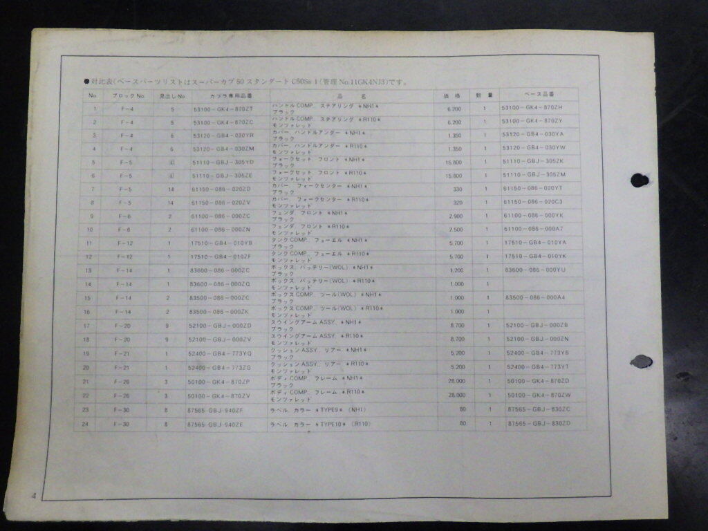 ★カブ3枚　パーツリスト　C50ST-YH　C50Lx　C50LMx　Cabra★_画像7