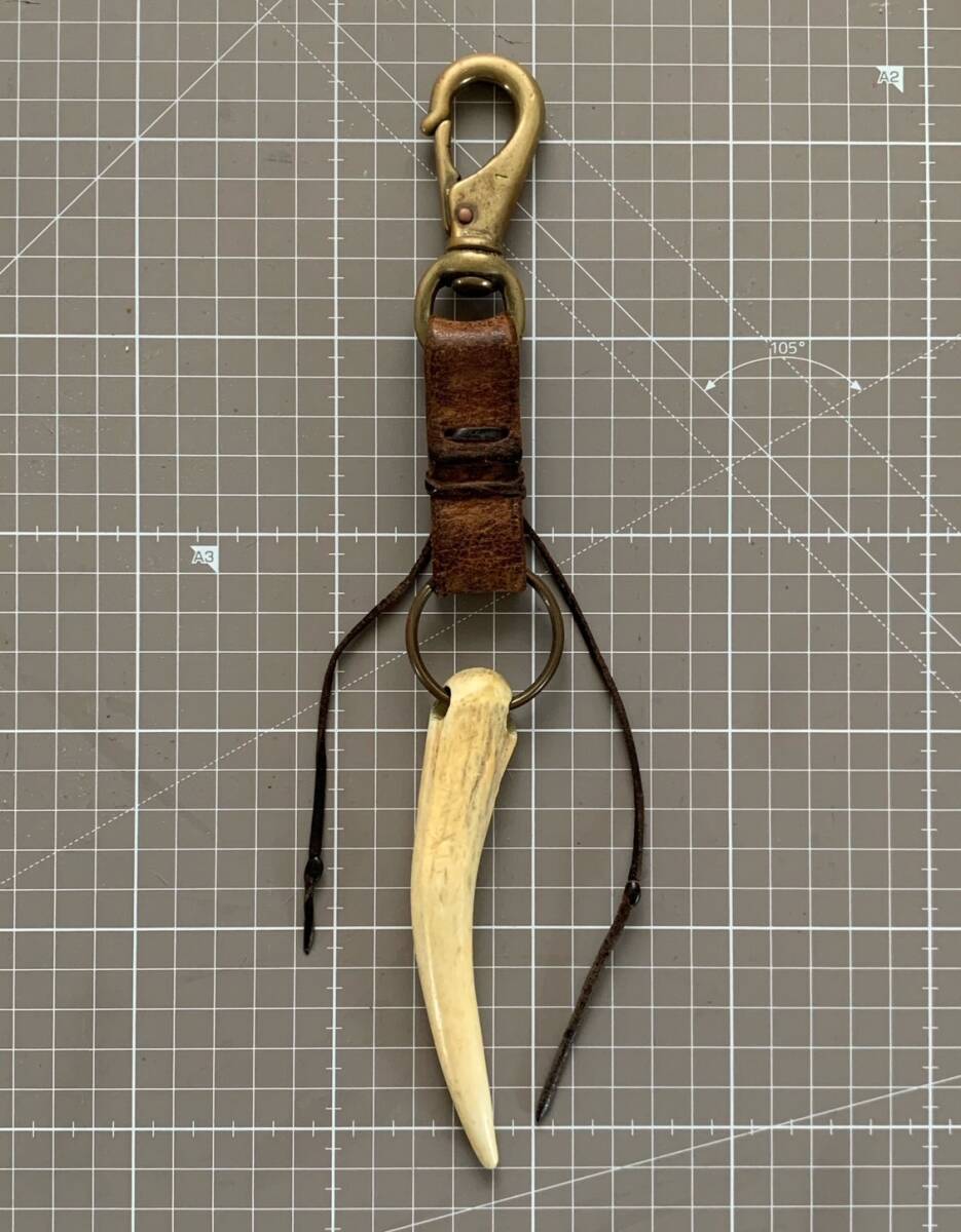 年代不明 ヴィンテージ 真鍮 鹿角 鹿革アクセサリー / 検索　鹿革 ディアスキン キーチェーン ウォレット goro's ゴローちゃん