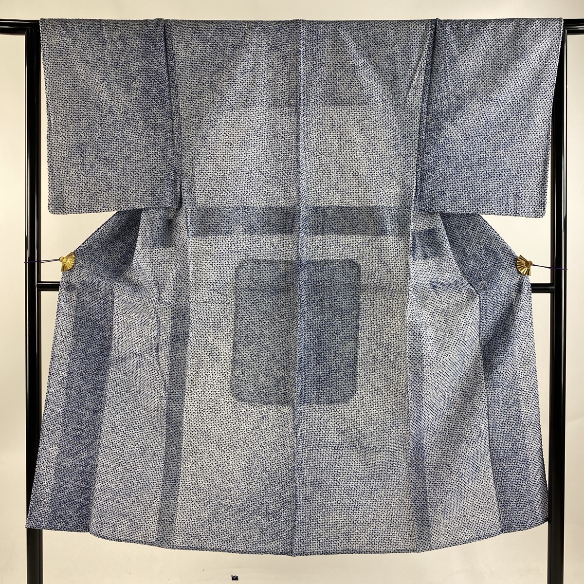  man kimono length 138.5cm sleeve length 65cm S yukata aperture stop yukata geometrical pattern navy blue color cotton name goods [ used ]