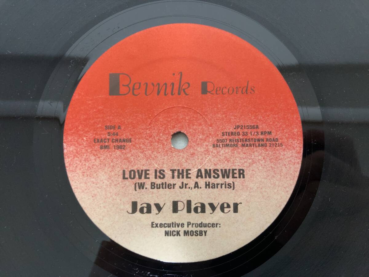 ＜入手困難盤!! 究極のモダンソウルダンサー!！＞Jay Player ー Love Is The Answer ＜Bevnik Records 12"， 33 RPM， 45 RPM ＞