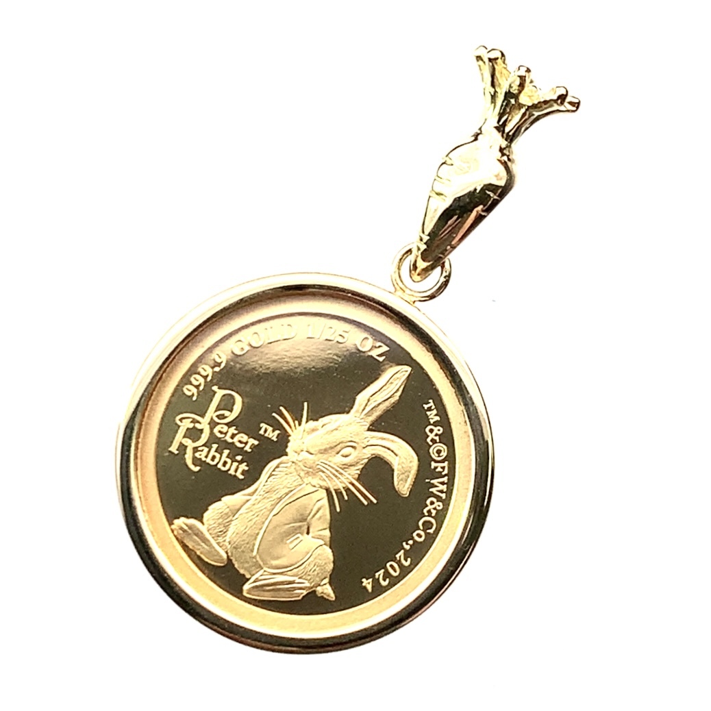 ピーターラビット金貨 エリザベス女王 1/25オンス 2024年 3.4g K18/24 純金 イエローゴールド 保護ガラス付き 発行証明書
