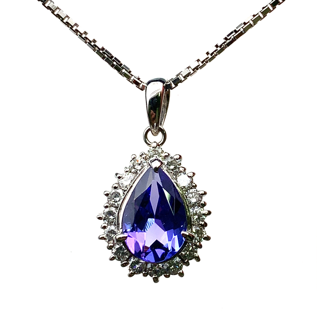 1.47ct タンザナイト 0.35ct ダイヤモンド ネックレス プラチナ Pt900 43cm 6.4g