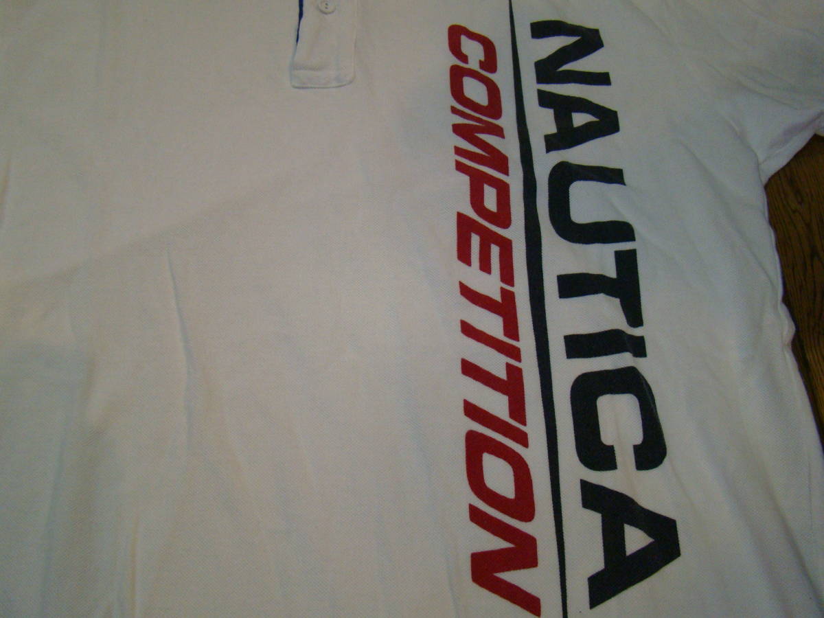 美品 90s USA製 NAUTICA COMPETITION 半袖 ポロシャツ M ホワイト ノーティカ_画像3