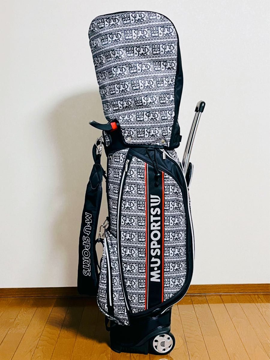 極美品】MU SPORTS ゴルフ キャディバッグ 2輪キャスター付き 極美品】MU SPORTS ゴルフ キャディバッグ 2輪キャスター付き