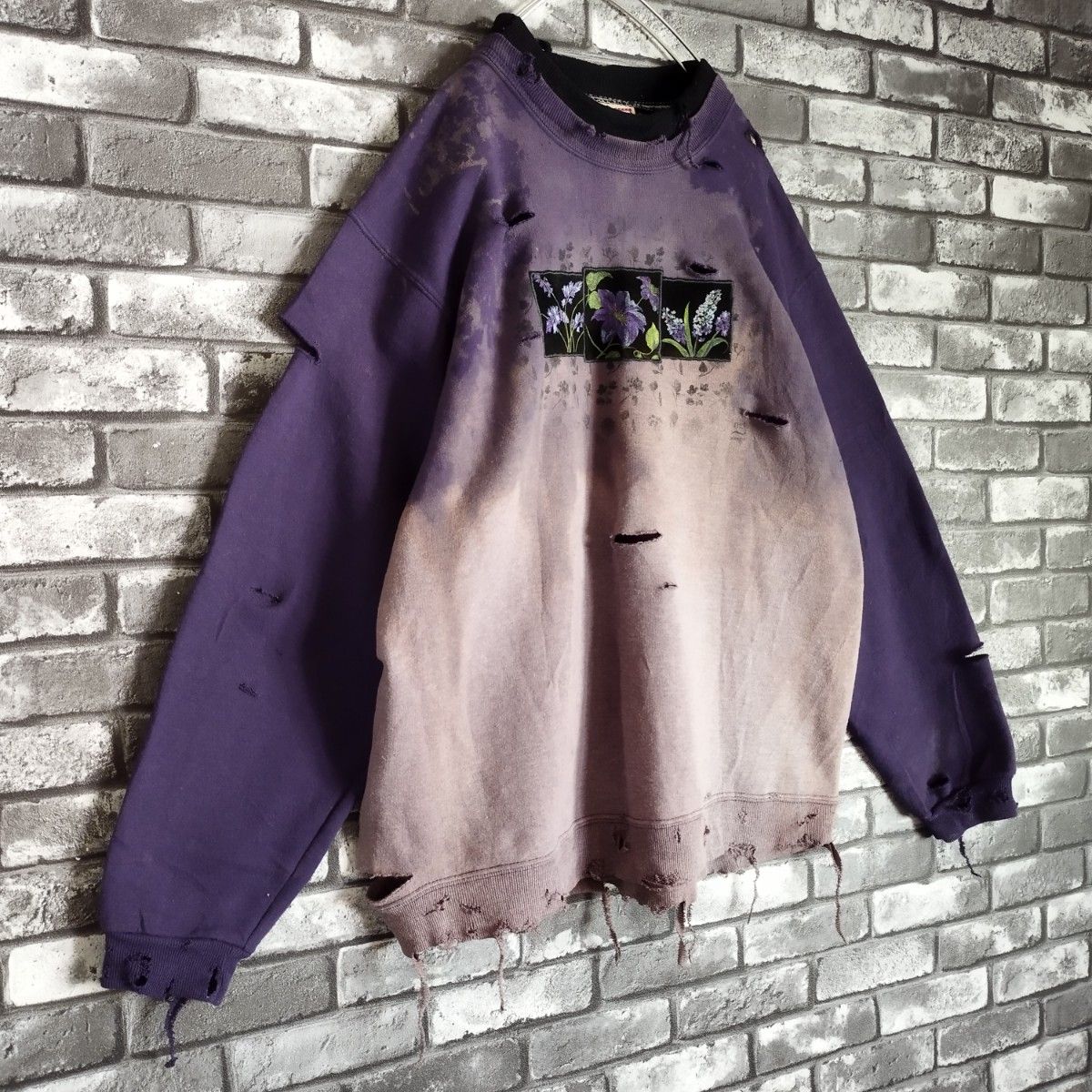 茄子紺 鬼フェード USA製 grunge ボロスウェット 退色 グランジ 茄子紺 鬼フェード USA製 grunge ボロスウェット 退色 グランジ