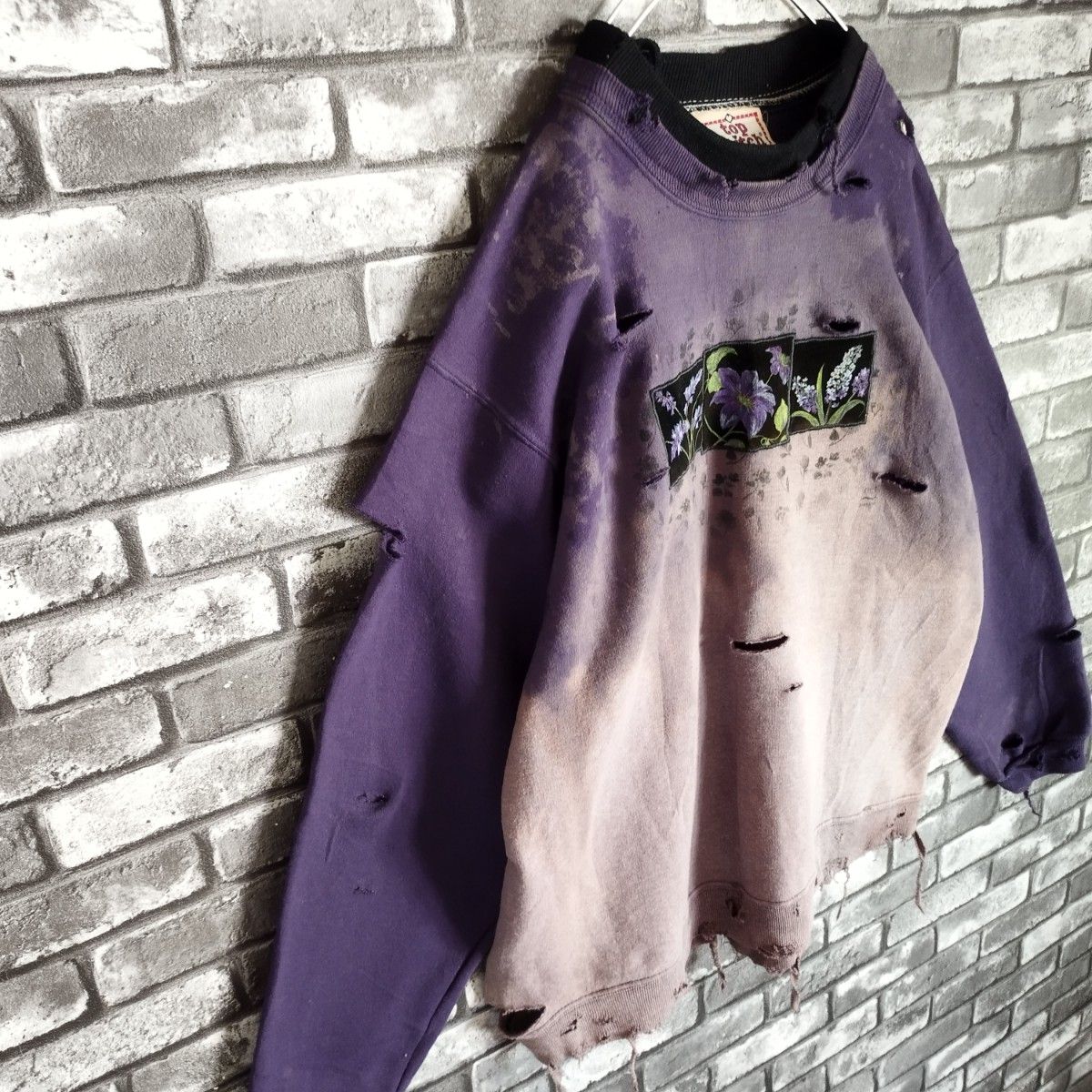 茄子紺 鬼フェード USA製 grunge ボロスウェット 退色 グランジ 茄子紺 鬼フェード USA製 grunge ボロスウェット 退色 グランジ