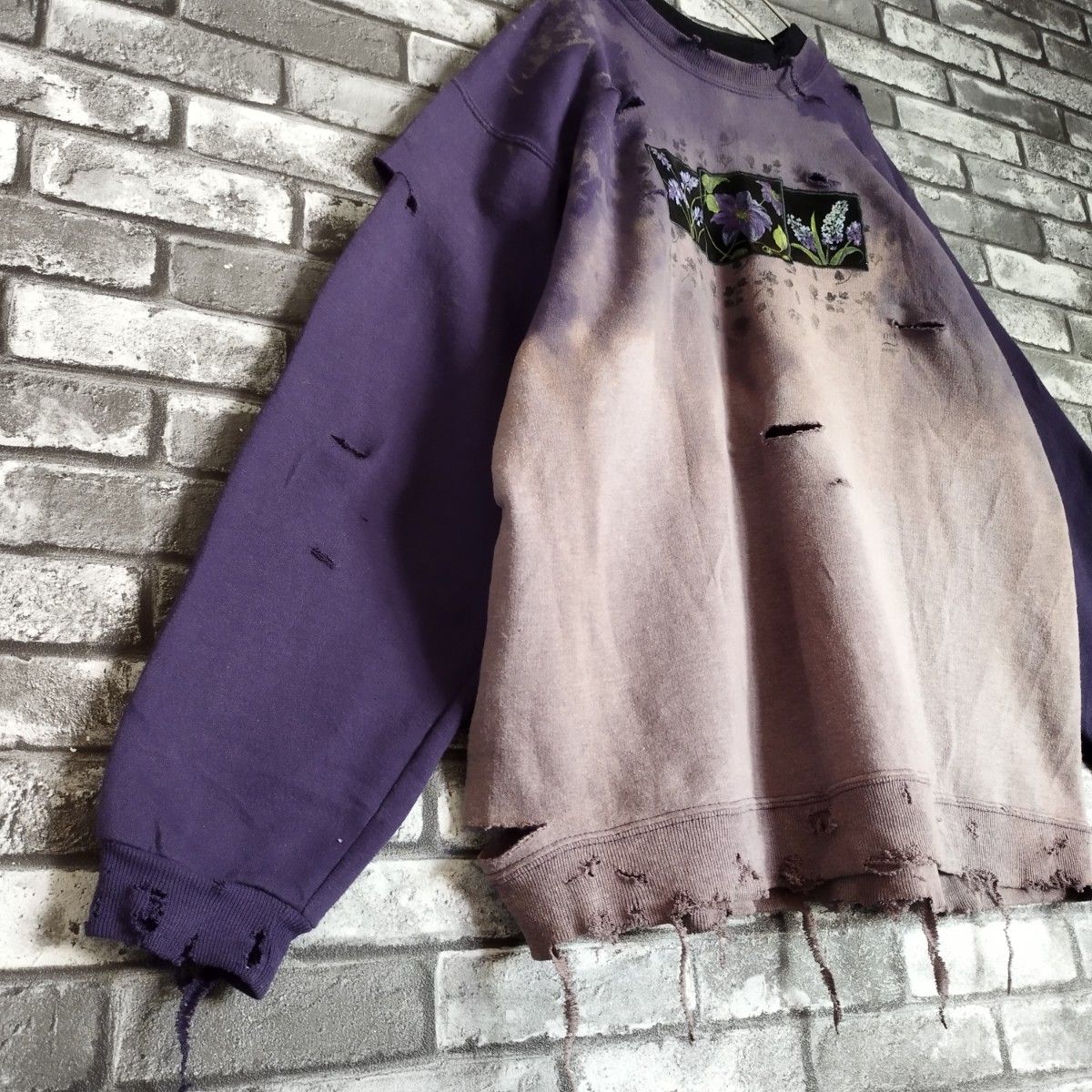 茄子紺 鬼フェード USA製 grunge ボロスウェット 退色 グランジ 茄子紺 鬼フェード USA製 grunge ボロスウェット 退色 グランジ