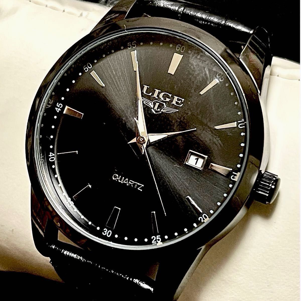 新品 LIGE オマージュウォッチ レザーストラップ メンズ腕時計 新品 LIGE オマージュウォッチ レザーストラップ メンズ腕時計