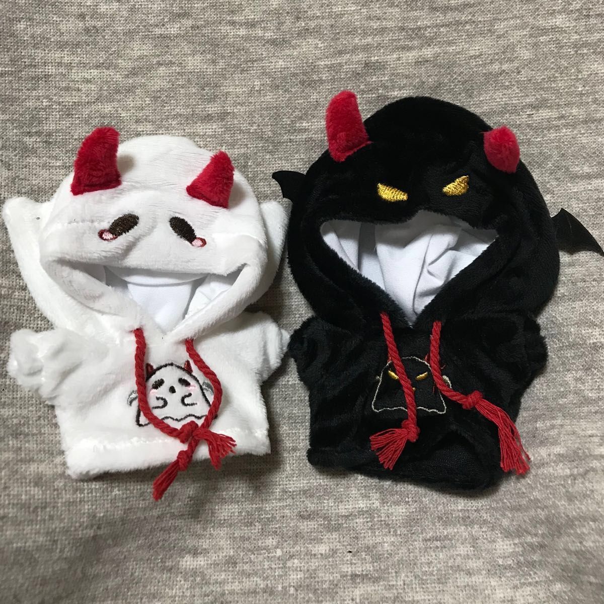 ぬいぐるみ服10cm ぬい服 パーカー 2色 白+黒 悪魔 ハロウィン ぬいぐるみ服10cm ぬい服 パーカー 2色 白+黒 悪魔 ハロウィン