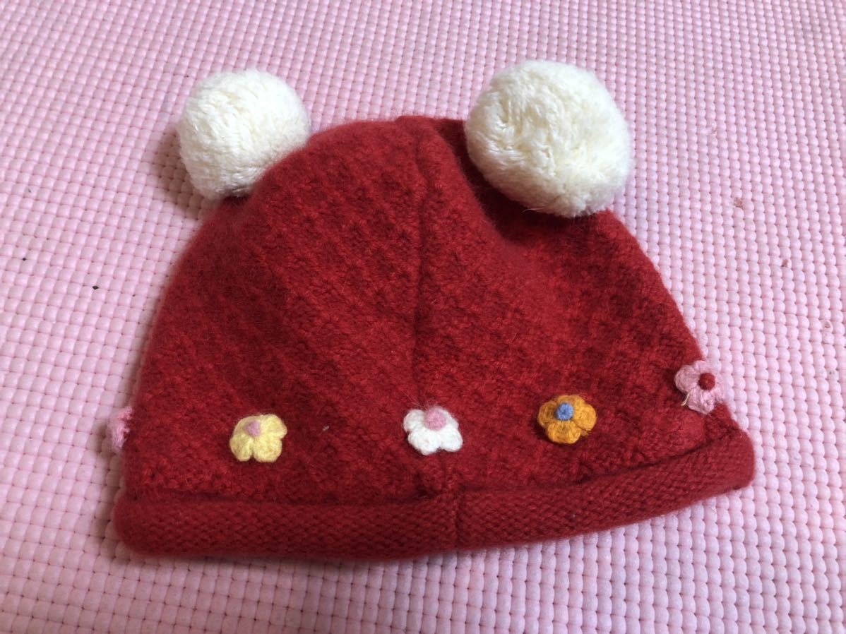 Miki House вязаная шапка вязаная шапка . Kids детская одежда девочка защищающий от холода шляпа usako плетеный ...