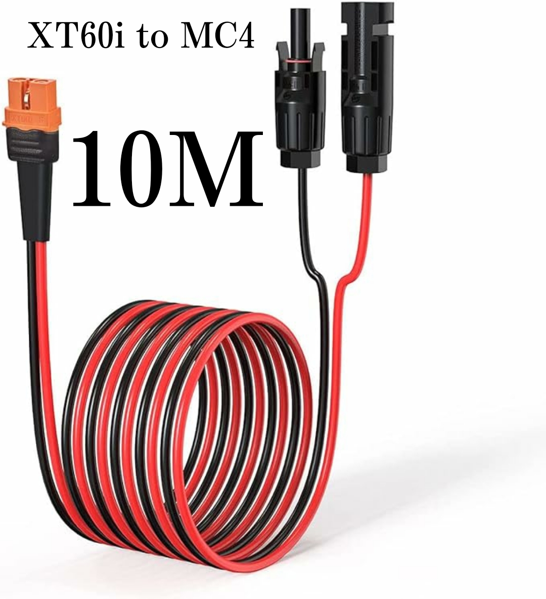 XT60i(XT60i-F)(XT60もOK) to MC4 10m 変換延長ケーブル12AWG XT60/XT60iどちらにも使えます 太陽光発電 太陽光パネル EcoFlow
