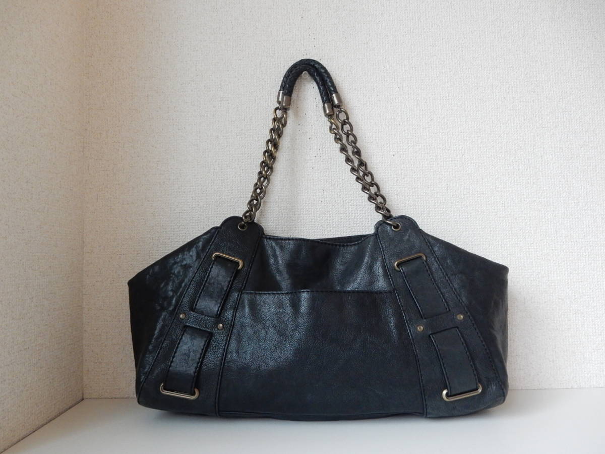  original leather *theory( theory )B5 correspondence * shoulder ..OK* leather tote bag black ( metal fittings antique Gold )