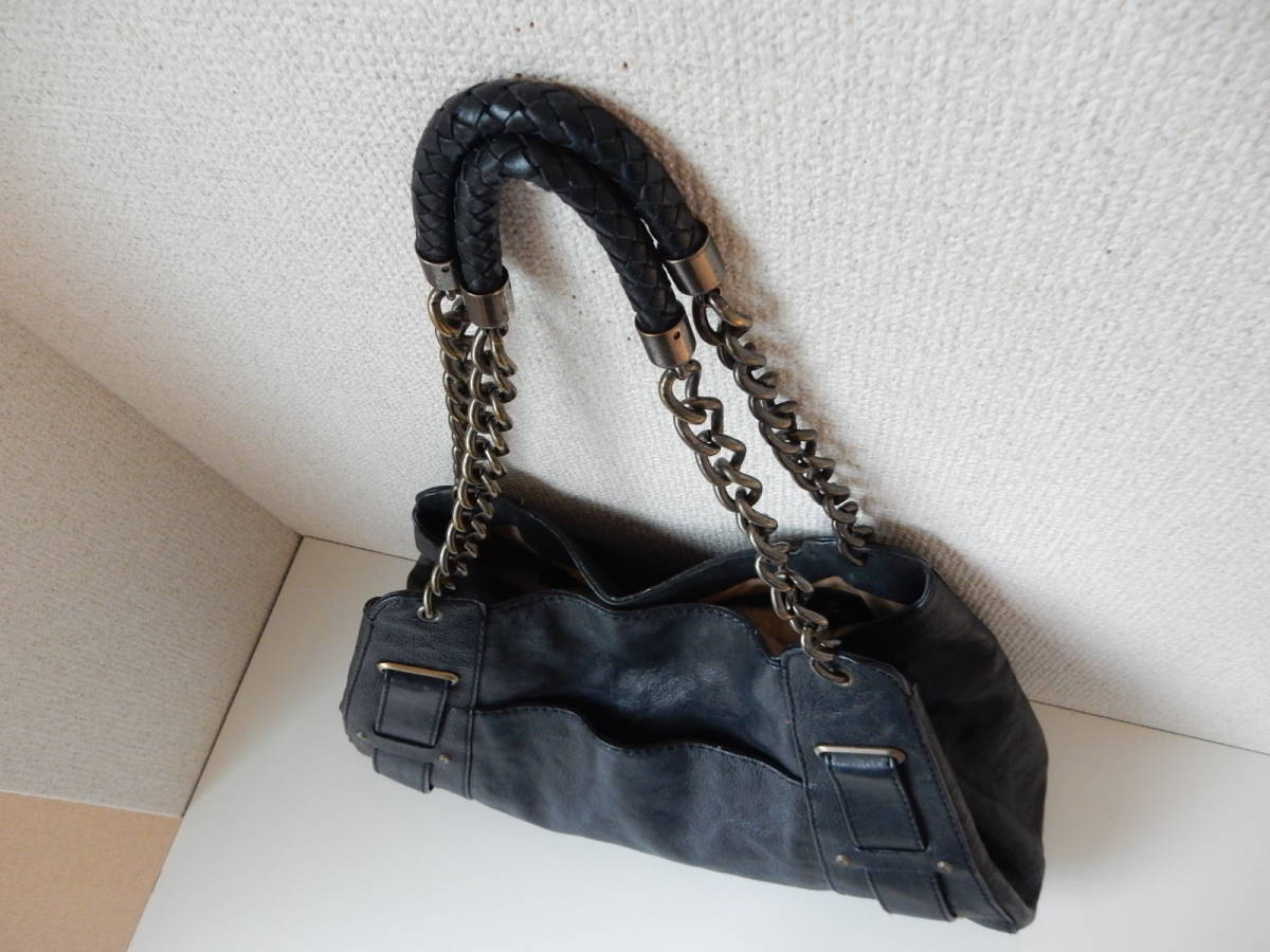  original leather *theory( theory )B5 correspondence * shoulder ..OK* leather tote bag black ( metal fittings antique Gold )