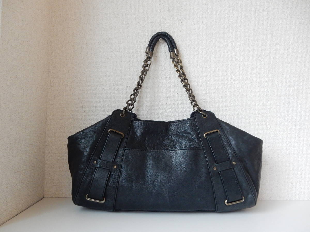  original leather *theory( theory )B5 correspondence * shoulder ..OK* leather tote bag black ( metal fittings antique Gold )