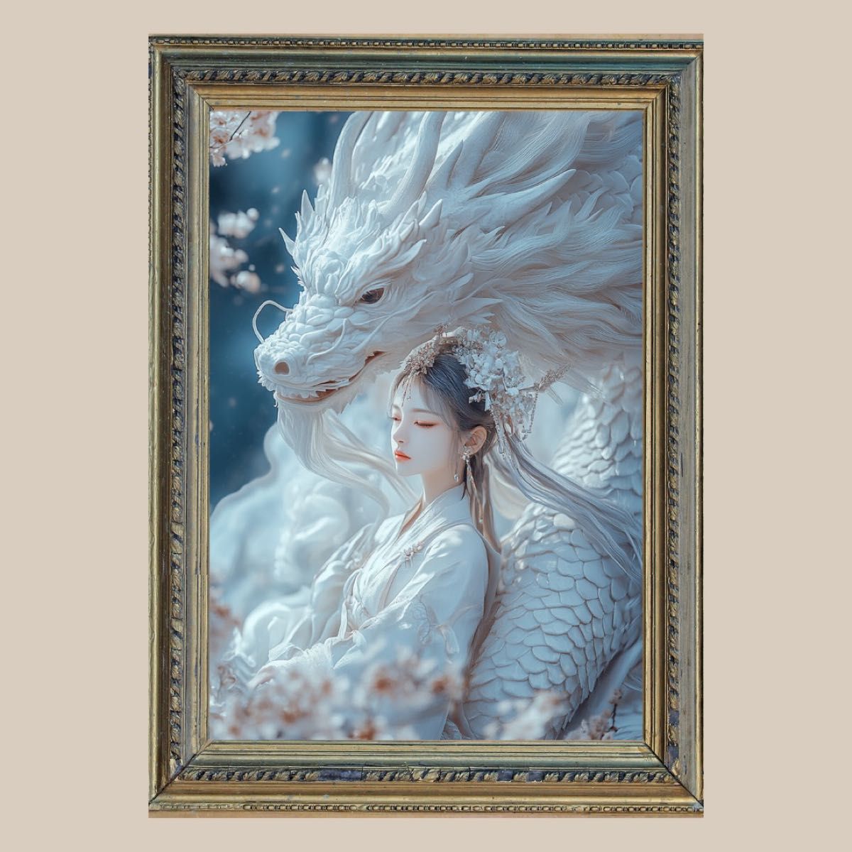 白龍と天女 No 12 【開運風水絵画風ヒーリングアート】|Yahoo 白龍と天女 No 12 【開運風水絵画風ヒーリングアート】|Yahoo