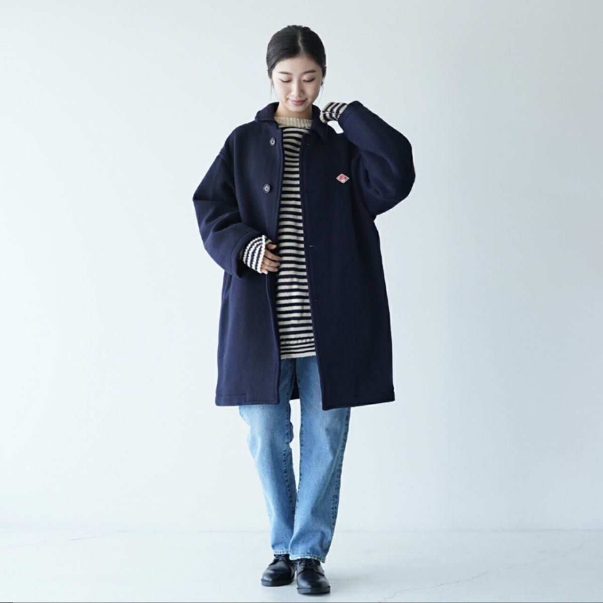 フード付き】DANTON ダントン ウールモッサ ロングコート 36 フード付き】DANTON ダントン ウールモッサ ロングコート 36