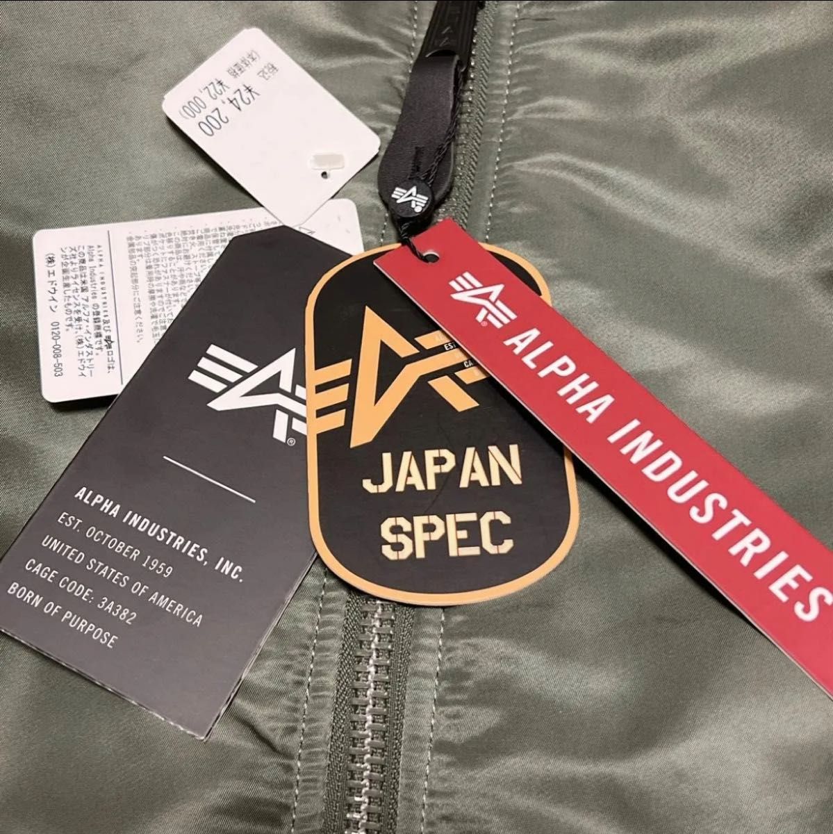未使用タグ付き】ALPHA アルファ MA-1 フライトジャケット Japan 未使用タグ付き】ALPHA アルファ MA-1 フライトジャケット Japan