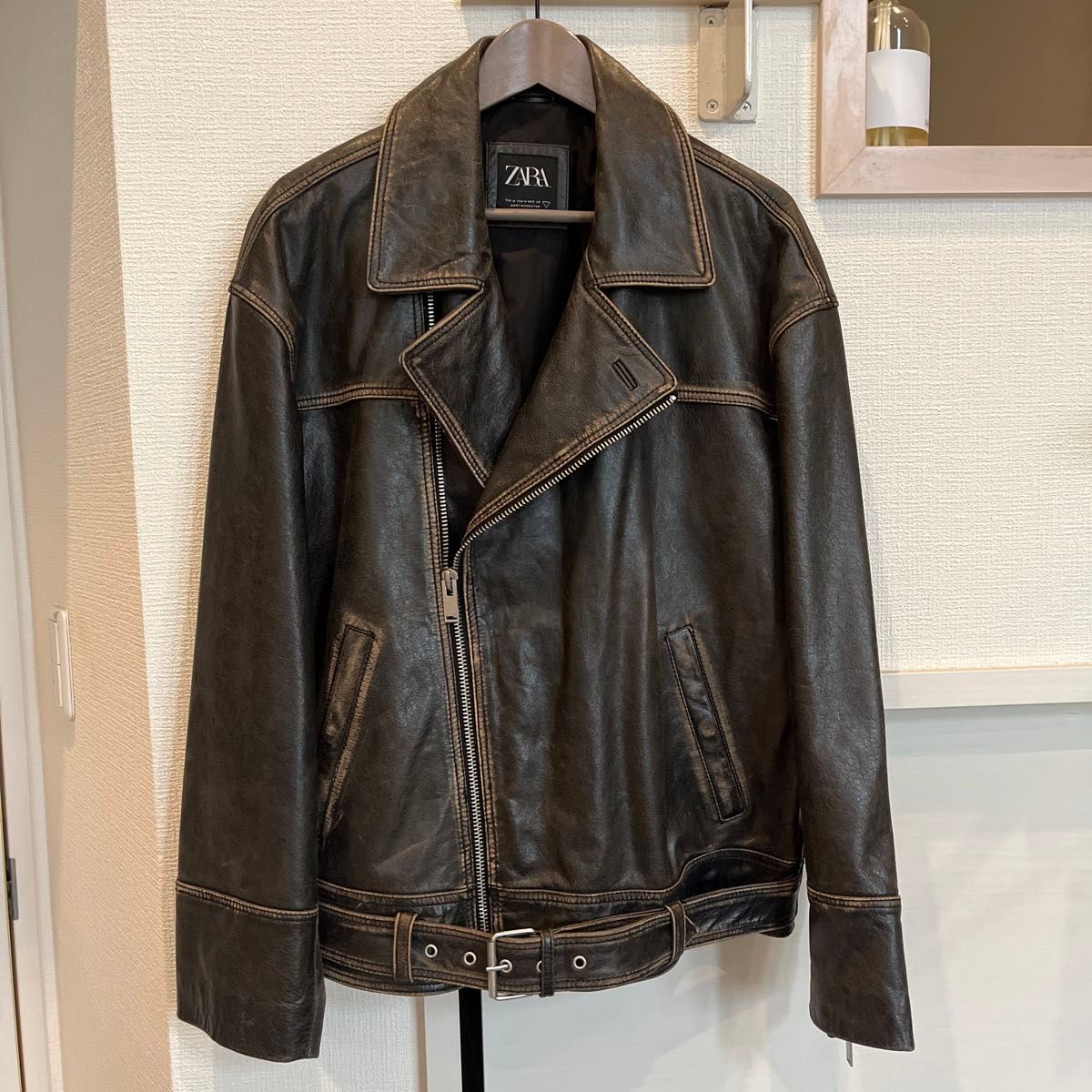 Zara ヴィンテージ レザーライダースジャケット 水牛革 M|Yahoo Zara ヴィンテージ レザーライダースジャケット 水牛革 M|Yahoo