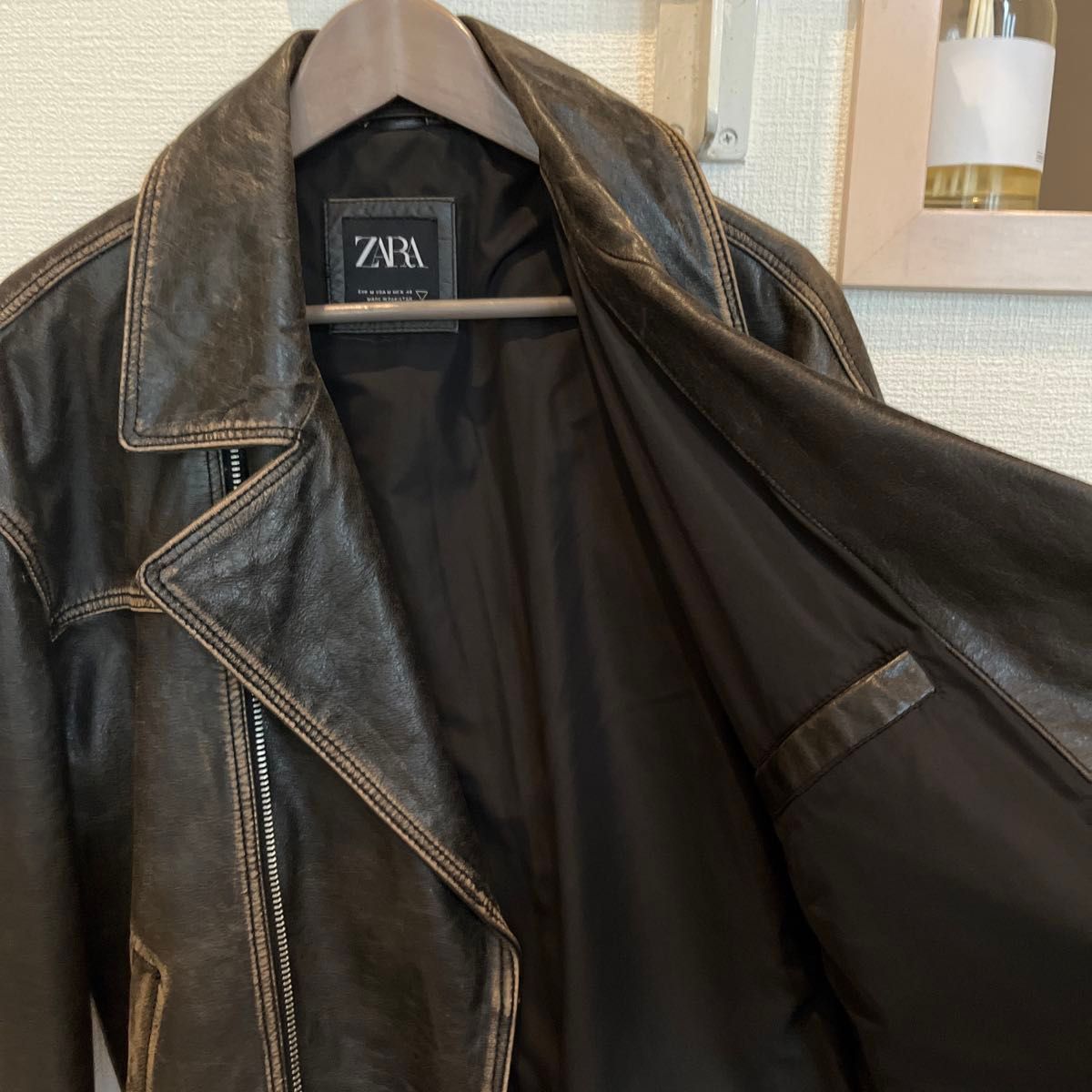 Zara ヴィンテージ レザーライダースジャケット 水牛革 M|Yahoo Zara ヴィンテージ レザーライダースジャケット 水牛革 M|Yahoo
