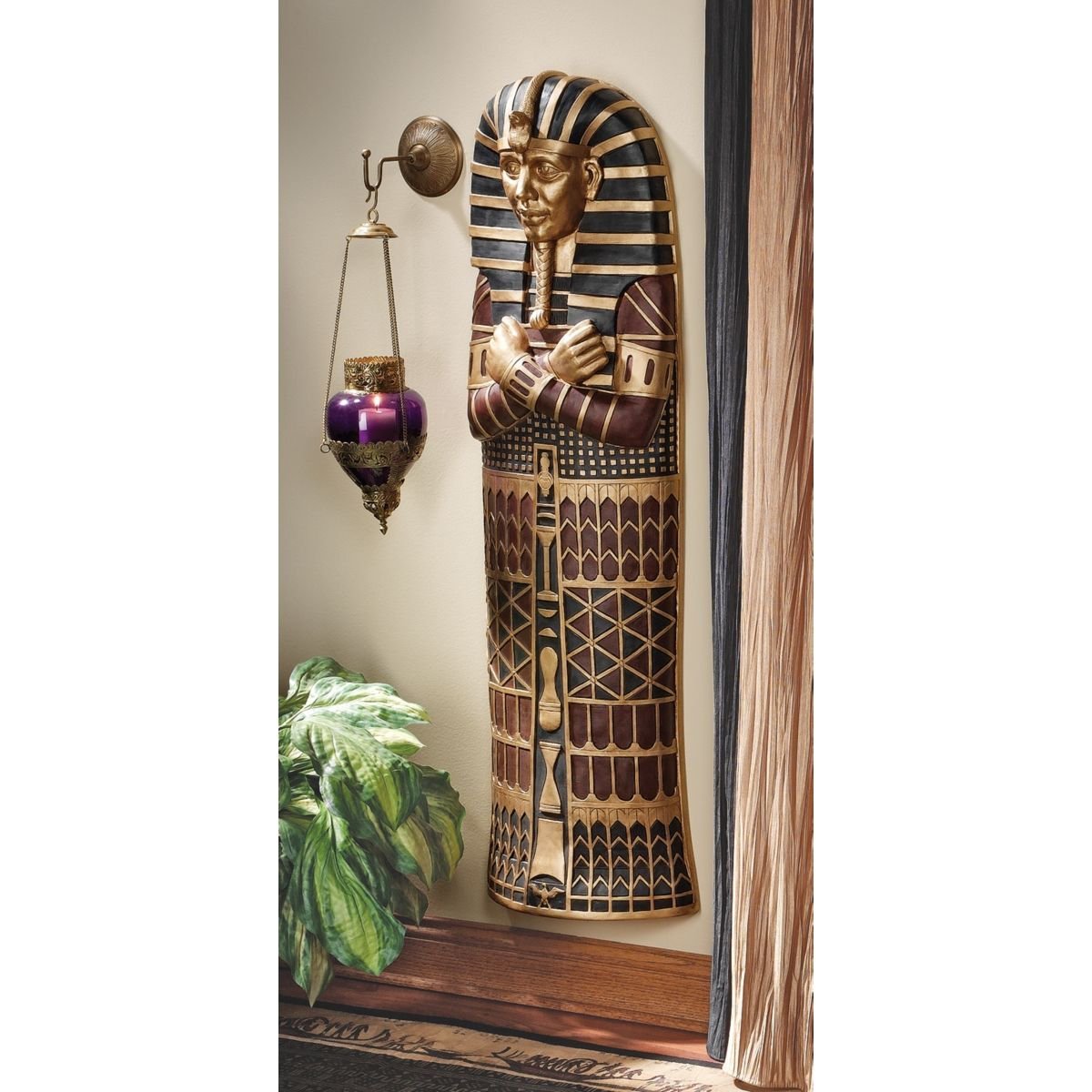 ツタンカーメンの棺 壁掛けインテリア置物ホームデコ小物装飾品エジプトオブジェ飾り雑貨エスニックエジプト黄金マスクウォールデコ壁飾り