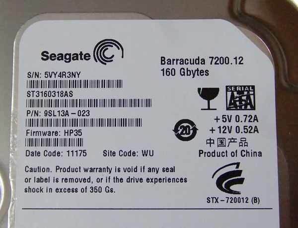 内蔵SATA 3.5インチHDD 薄型 Seagate ST3160318AS 160GB 難有_画像2