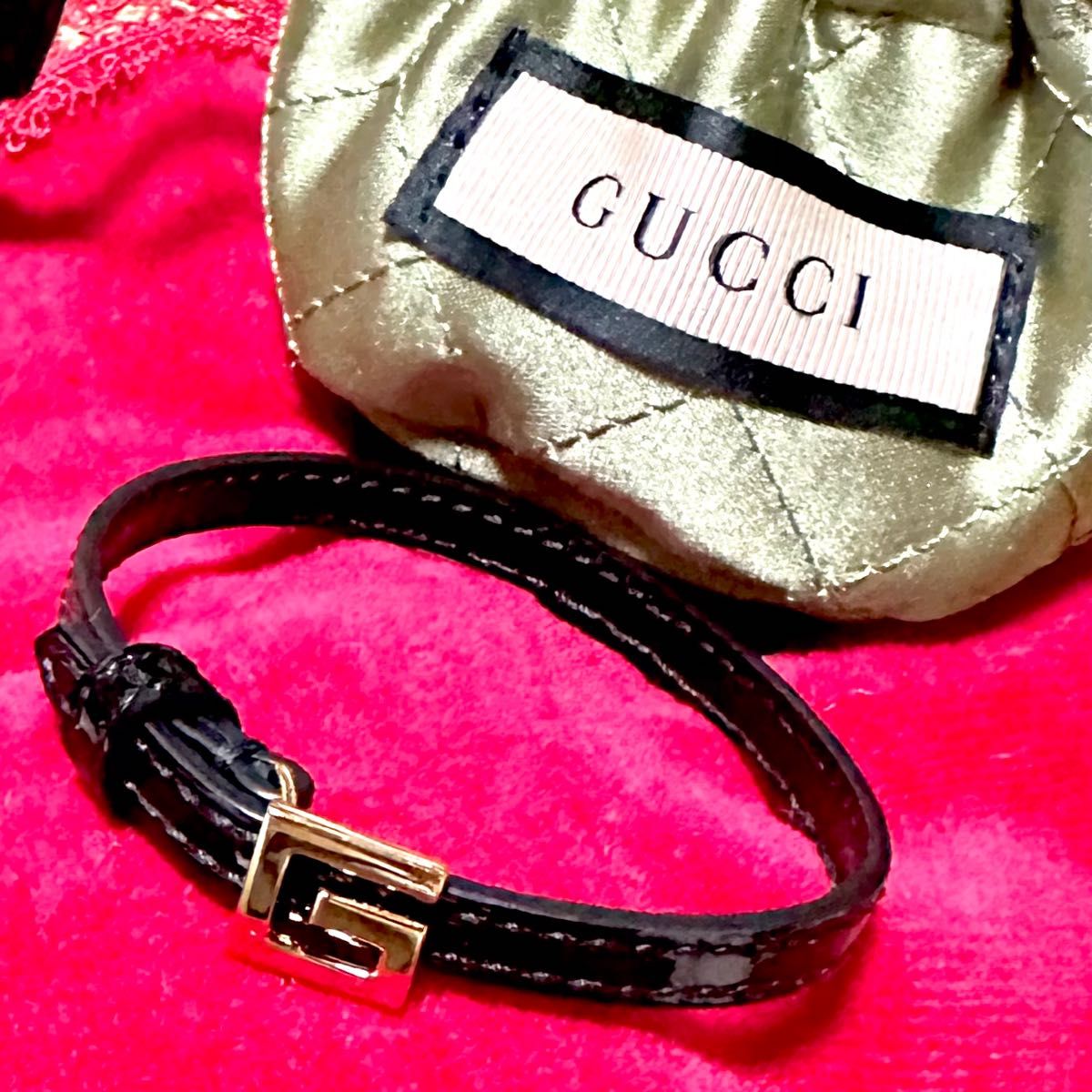 美品 GUCCI グッチ スクエアG レザー ブレスレット ゴールド 美品 GUCCI グッチ スクエアG レザー ブレスレット ゴールド