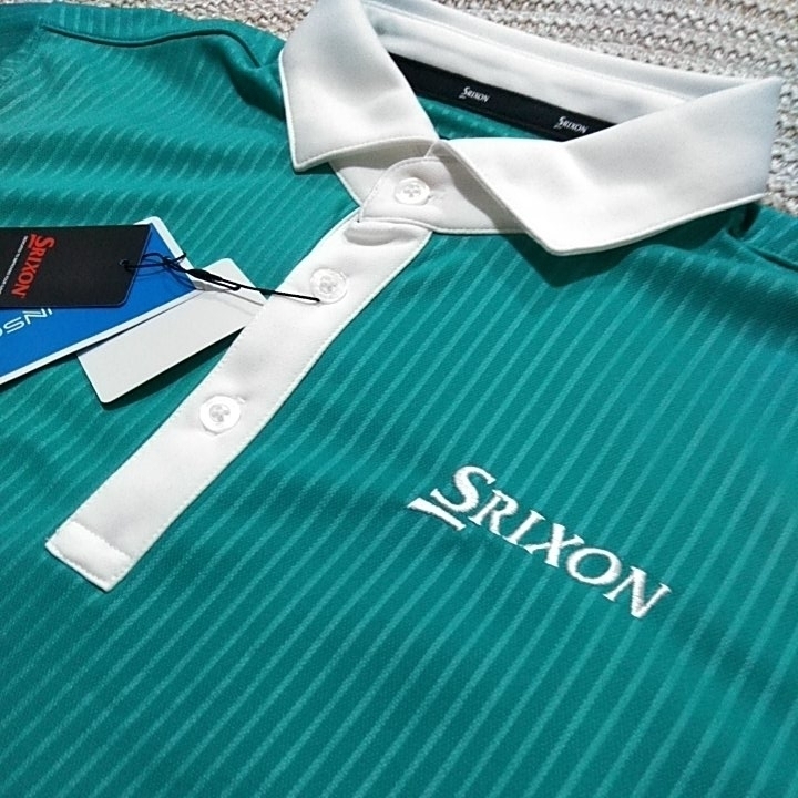 新品 定価10230 SRIXON マスターズモデル サンスクリーン 半袖 ポロシャツ M メンズ グリーン UVケア 遮熱 吸汗 速乾 デサント スリクソン_画像3